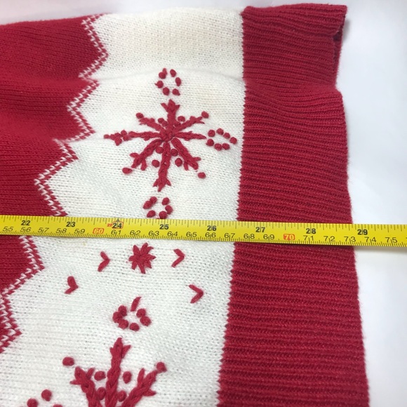 Holiday Lodge NorthCrest Red White Rabbit Hair Wool Snowflake Christmas Sweater - Picture 12 of 15